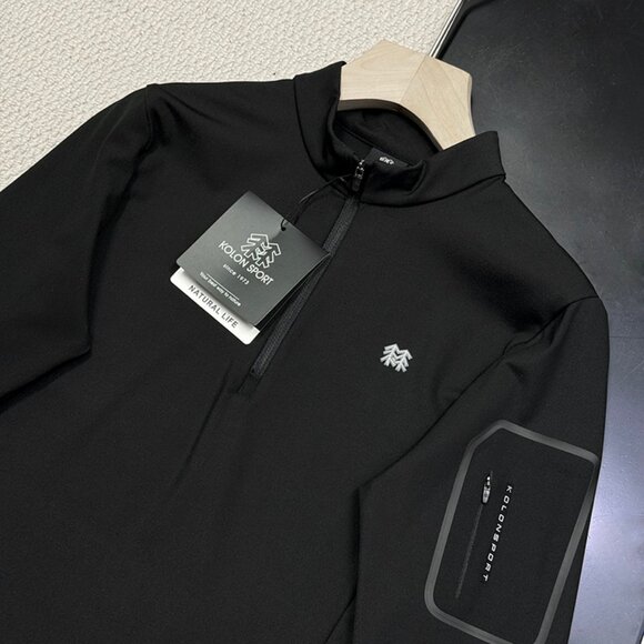 Black Half-Zip Quick-Drying Stand-Up Collar T-Shirt Kolon Sport - Picture 3 of 4